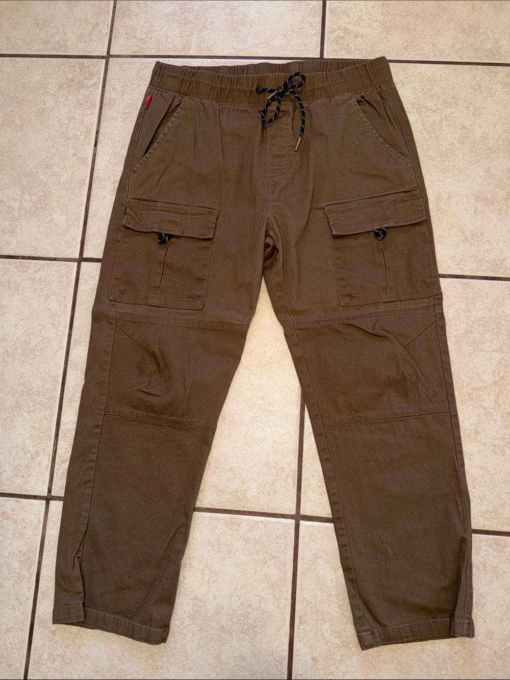 Ring of Fire Olive Brown Cargo Jogger Pants with Drawstring